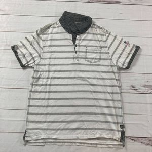 Being Human Mens White Gray Short Sleeves Collared Pullover Polo Shirt XL